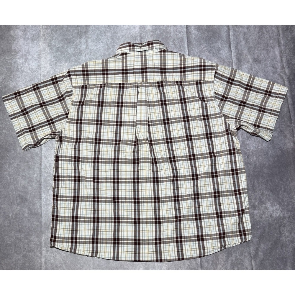Carhartt Shirt Mens 2XL Brown Plaid Button Down Short Sleeve Shirt - Picture 5 of 5